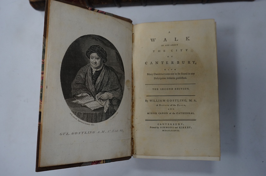 Gostling, William - A Walk in and about the City of Canterbury, with many observations not to be found in any description hitherto published ... 2nd edition (corrected), portrait frontis., large folded city plan (with fo